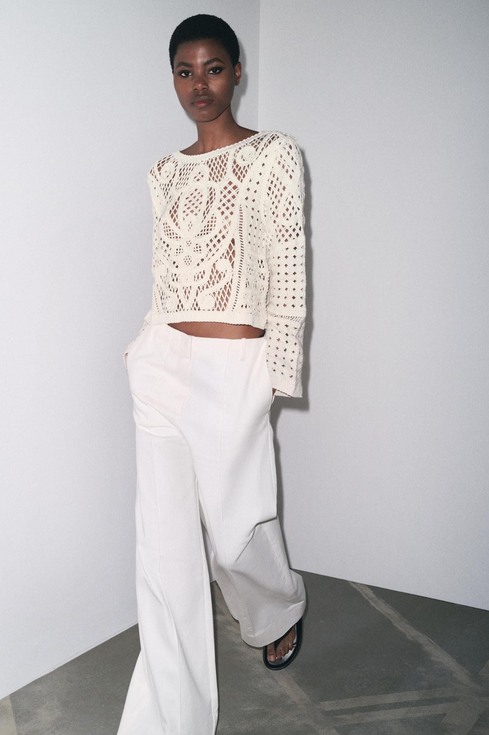 LONG SLEEVE CROCHET TOP Product Image