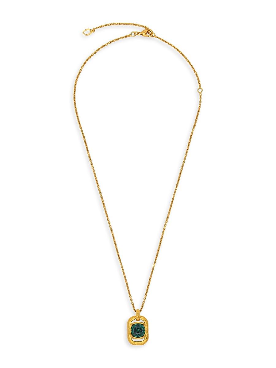 Womens 24K-Gold-Plated Brass & Glass Crystal Pendant Necklace Product Image