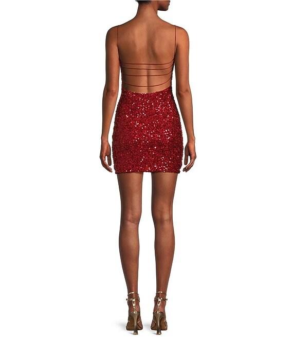 B. Darlin Bungee Spaghetti Strap Sleeveless Sequins Bodycon Dress Product Image