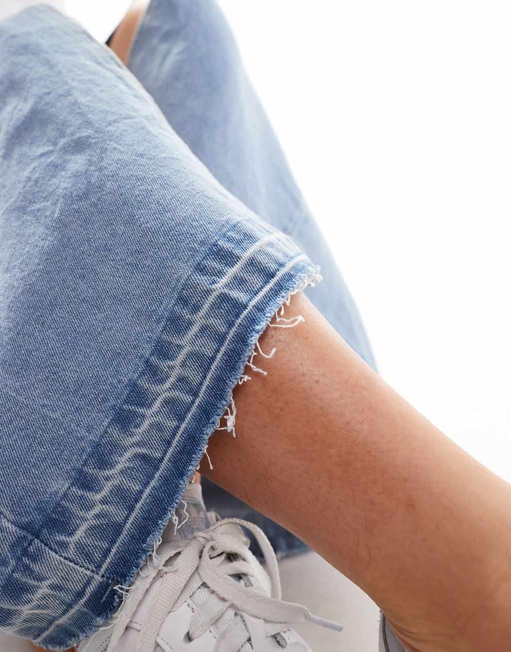 JDY split front denim maxi skirt in light wash blue Product Image