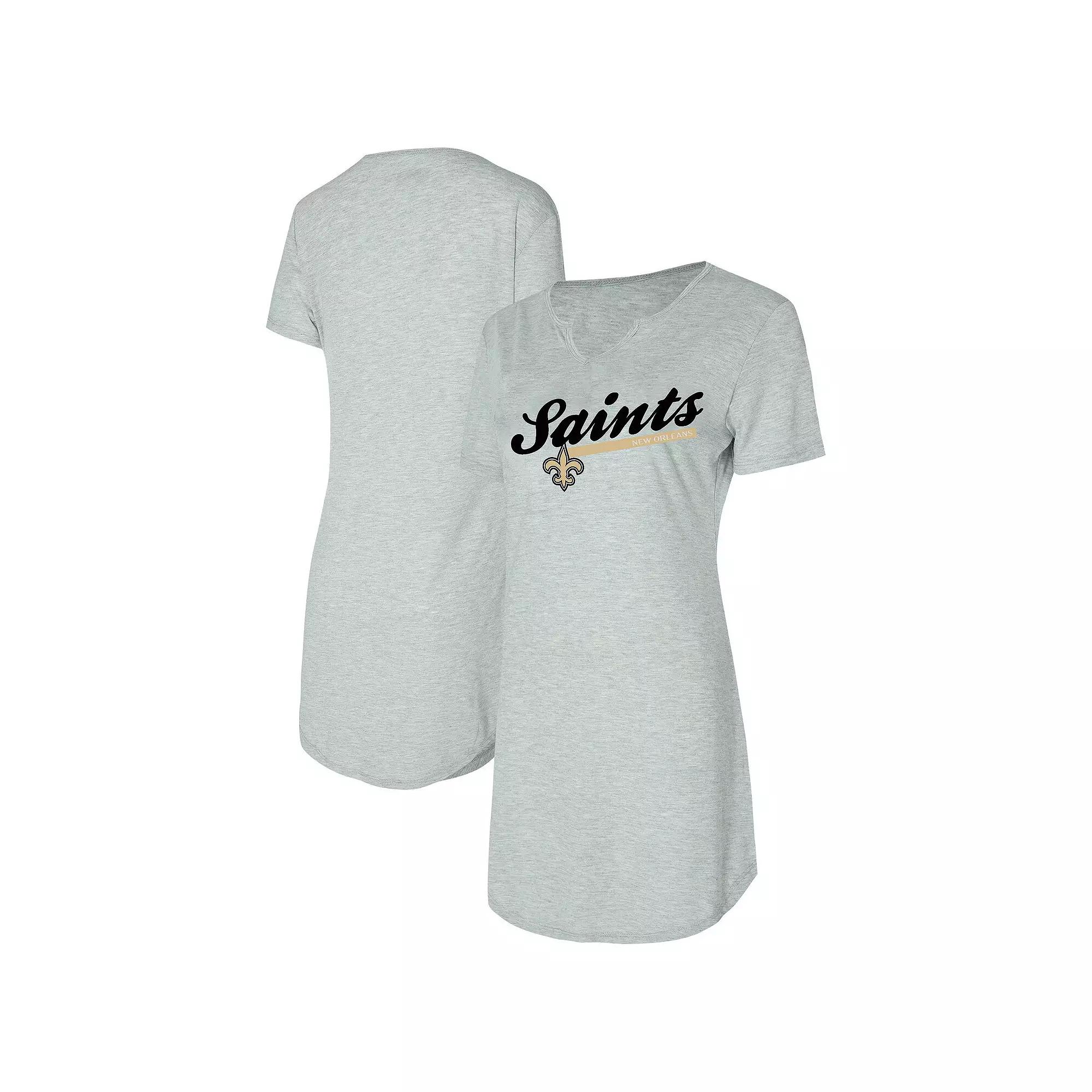 Women's Concepts Sport Gray New Orleans Saints Petition Knit Nightshirt,  Product Image
