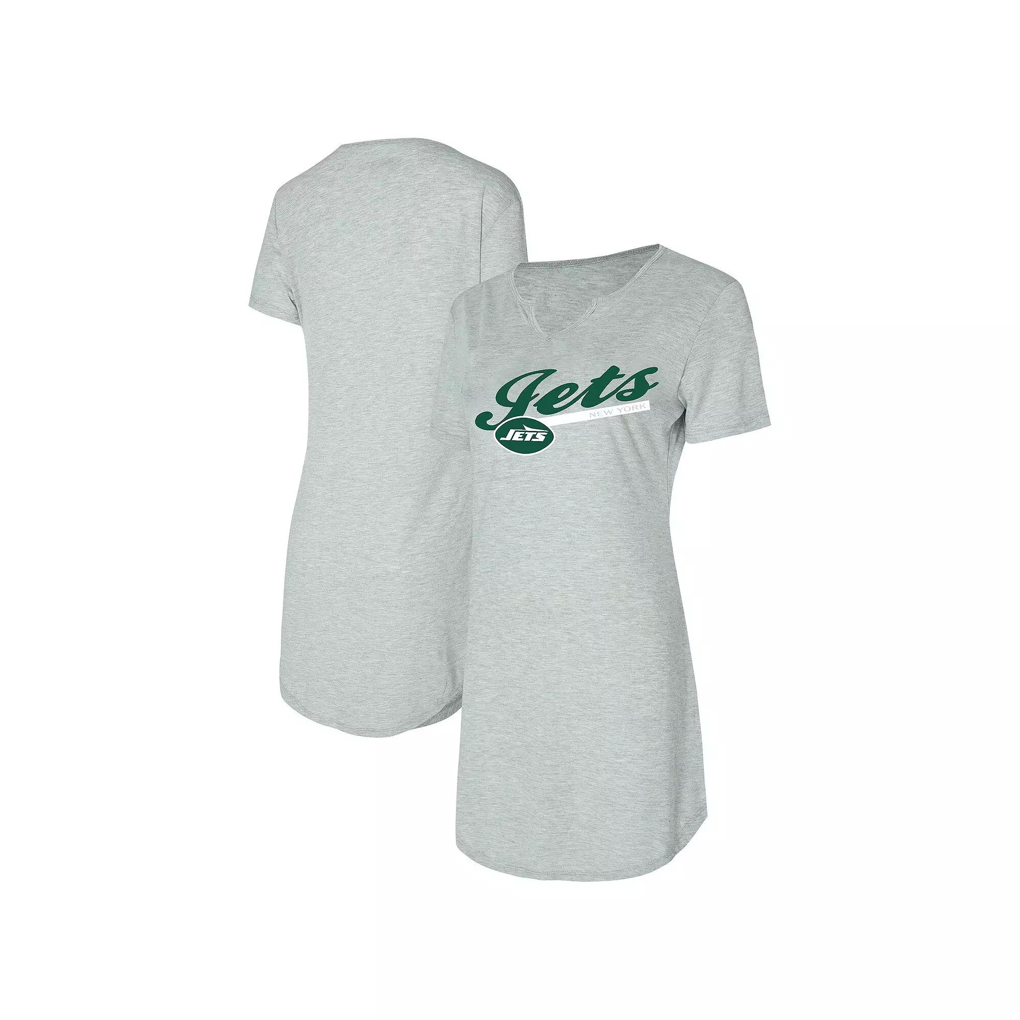 Women's Concepts Sport Gray New York Jets Petition Knit Nightshirt,  Product Image