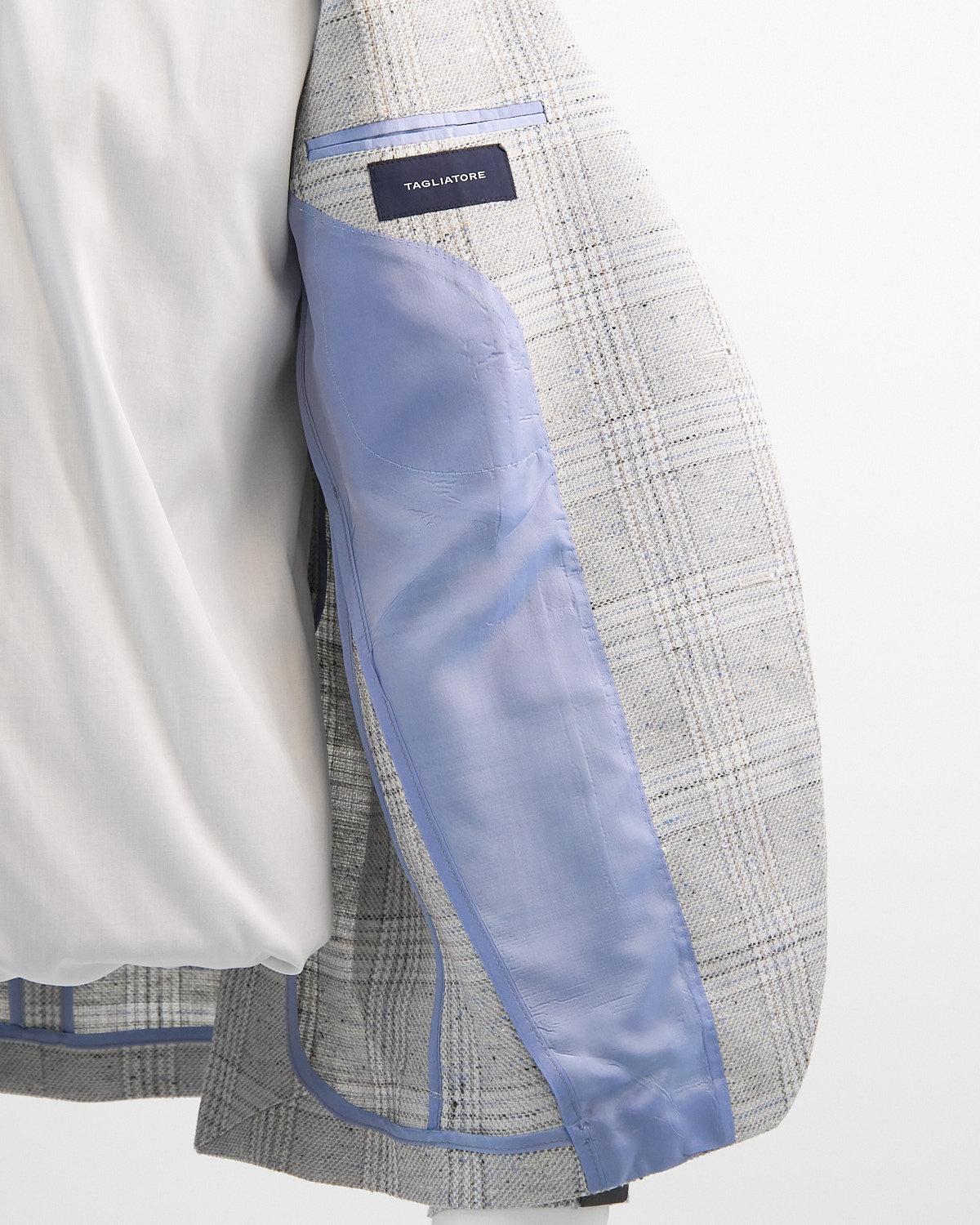 Tagliatore Light Grey Plaid Blazer Product Image