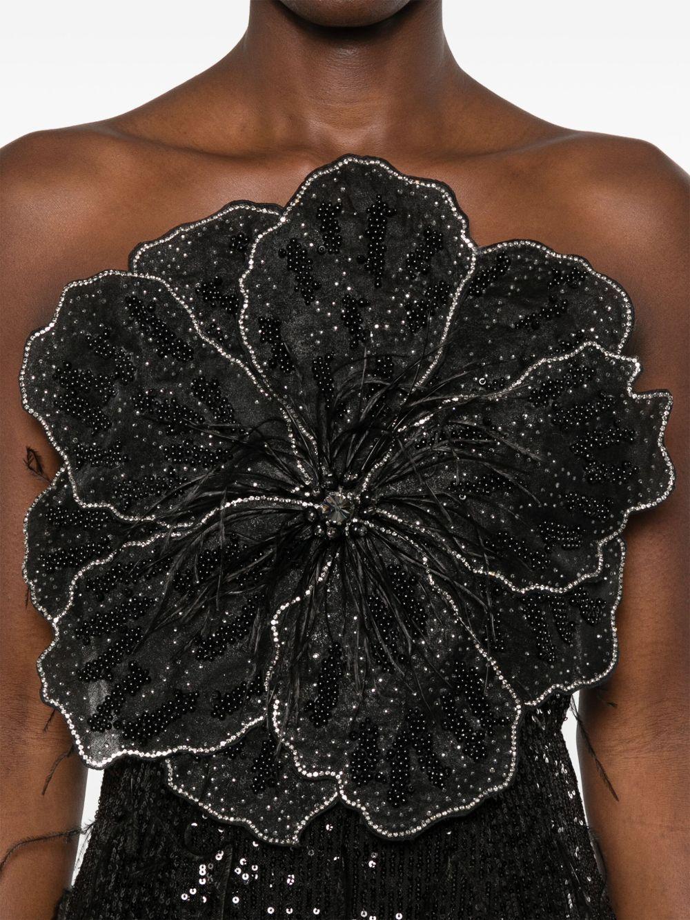 floral-appliqué sequined maxi dress Product Image