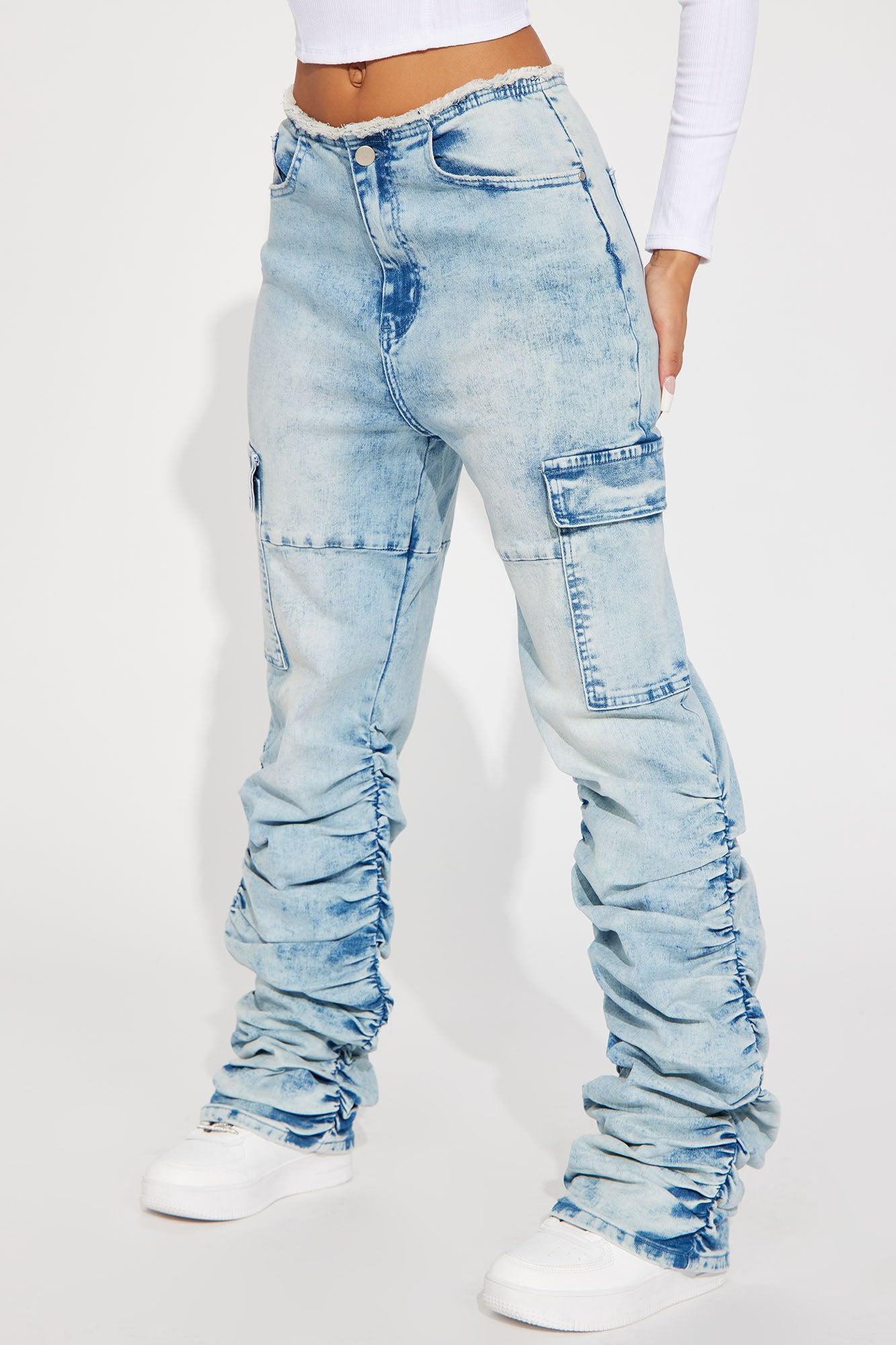 Nobody Else Stretch Stacked Cargo Jean - Medium Wash Product Image