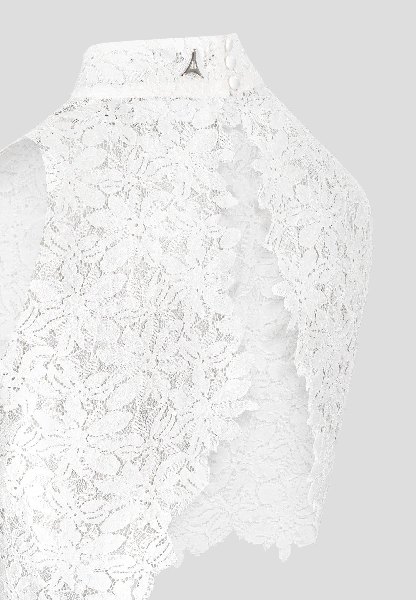 Lace Open Back Top - White Female Product Image