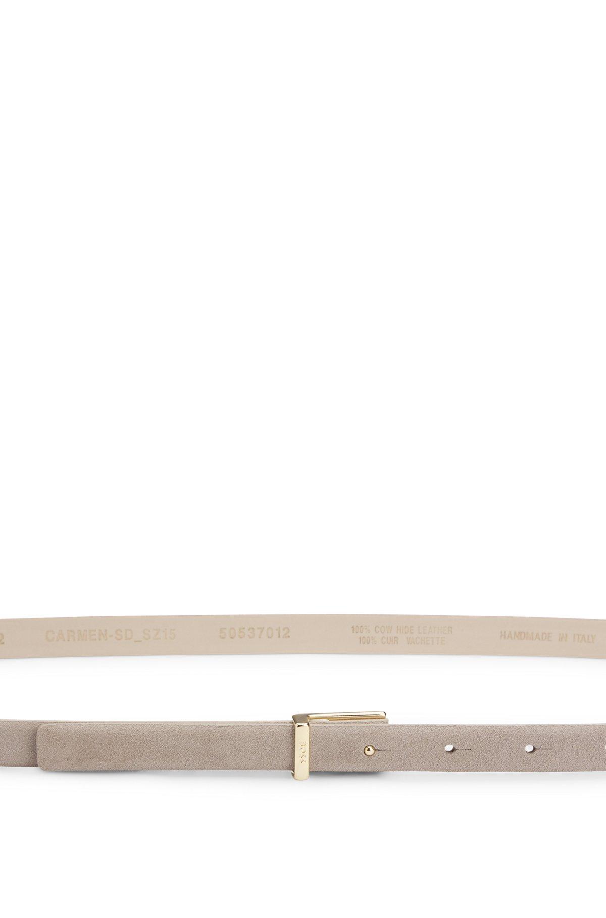 BOSS - Italian-suede belt with logo buckle - Khaki Product Image