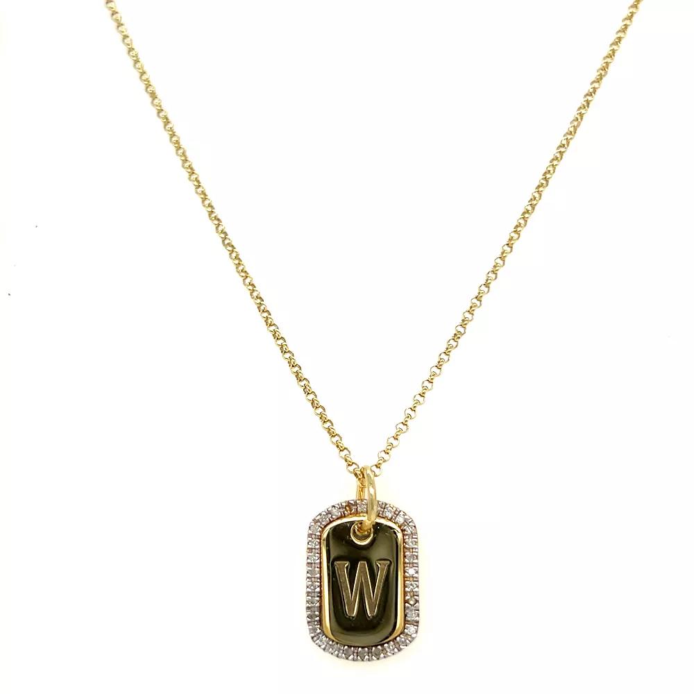 Meshmerise 18k Gold over Sterling Silver 1/5 Carat T.W. Diamond Initial Dog Tag Necklace, Women's, Size: 16-18" ADJ, Gold Tone W Product Image