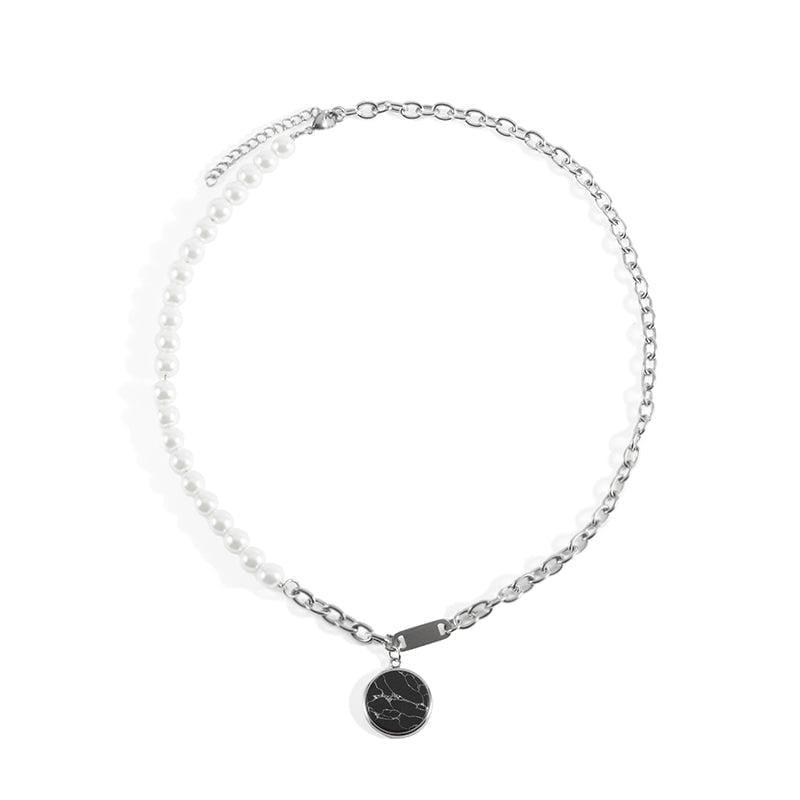 PENDANT HALF PEARL CHAIN NECKLACE Product Image