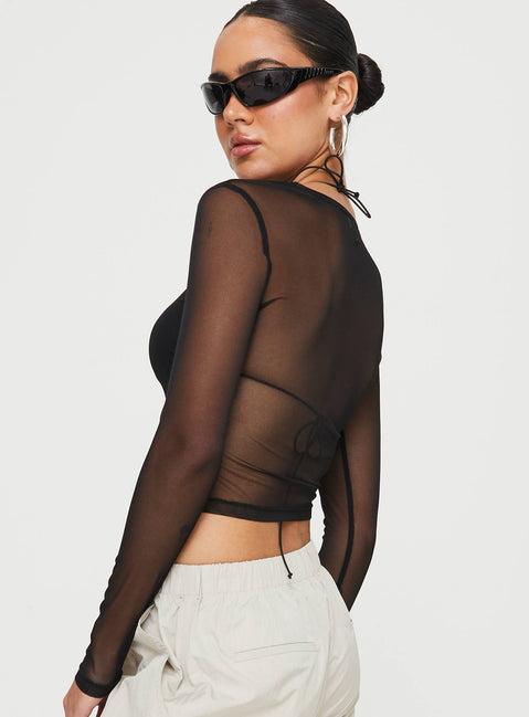 Future Mesh Long Sleeve Top Black Product Image