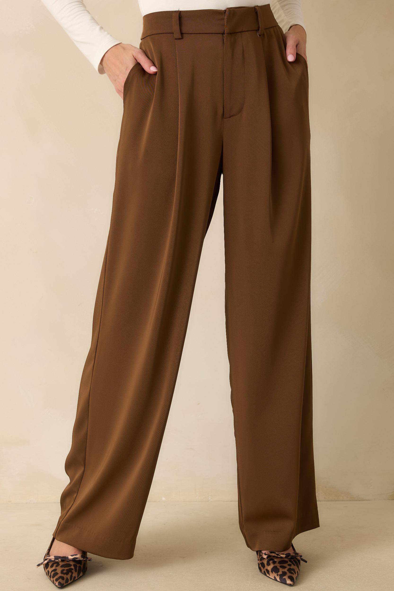 Mark My Words Brown High Waisted Wide Leg Trousers L / Brown Product Image