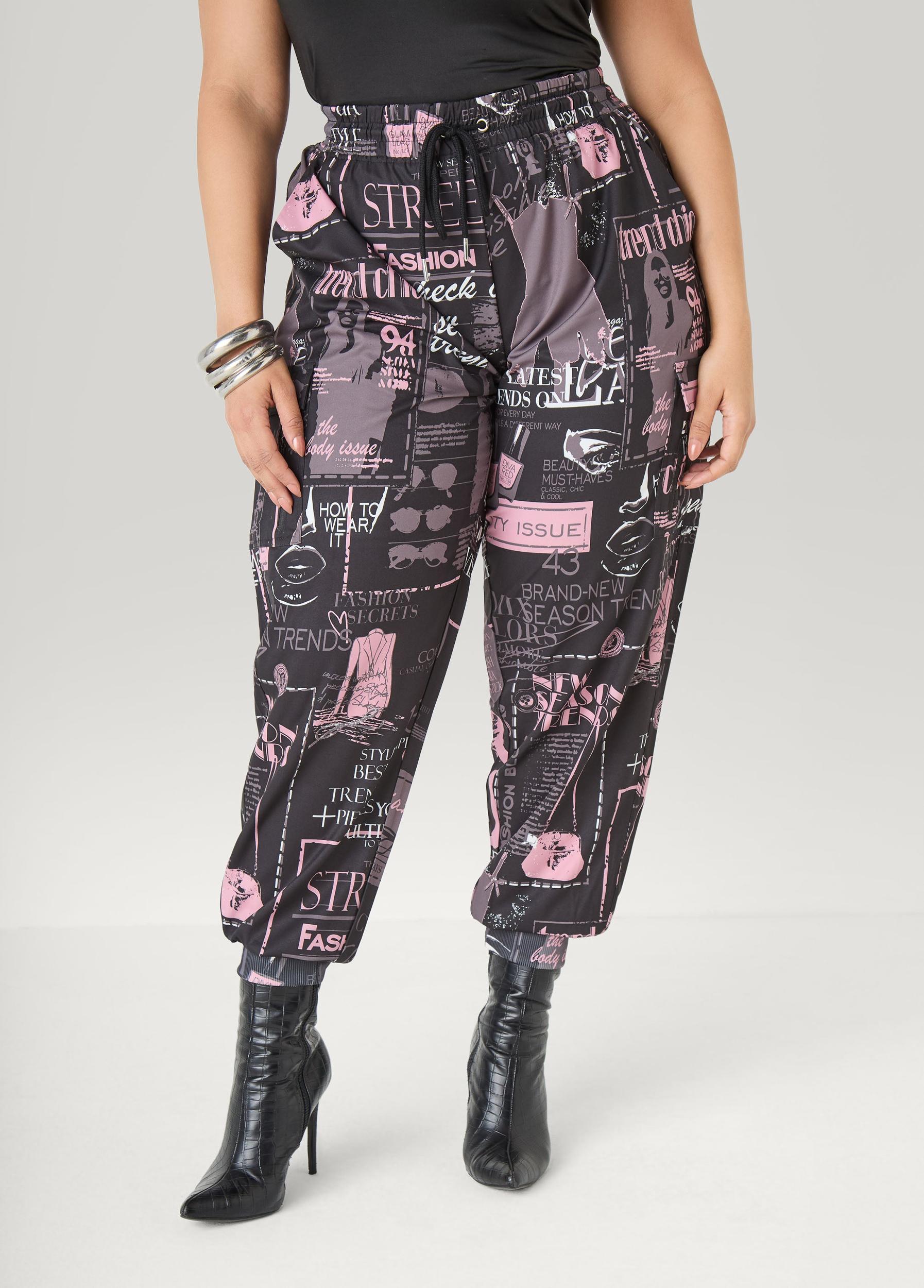 Newspaper Print Cargo Joggers Product Image