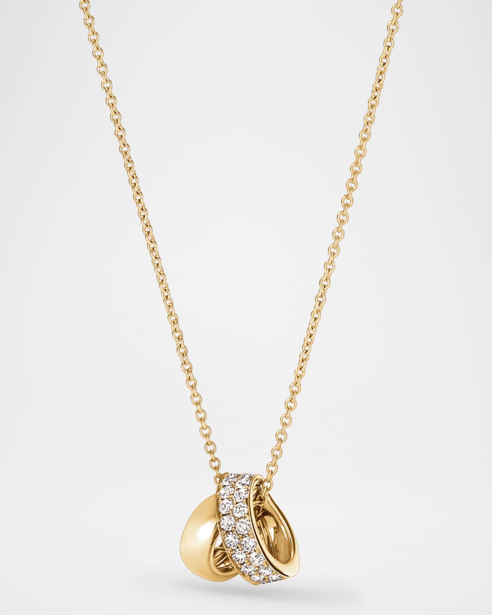 18K Yellow Gold Inside Out Spiral Diamond Pendant Necklace Product Image