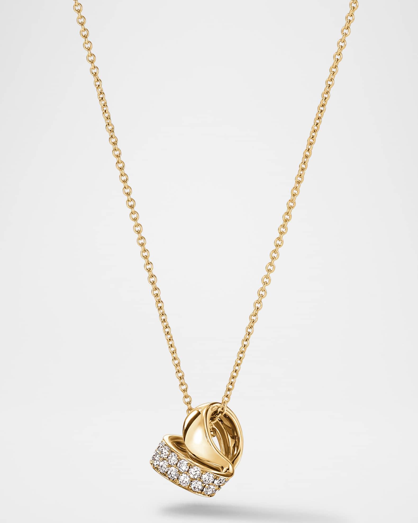 18K Yellow Gold Inside Out Spiral Diamond Pendant Necklace Product Image