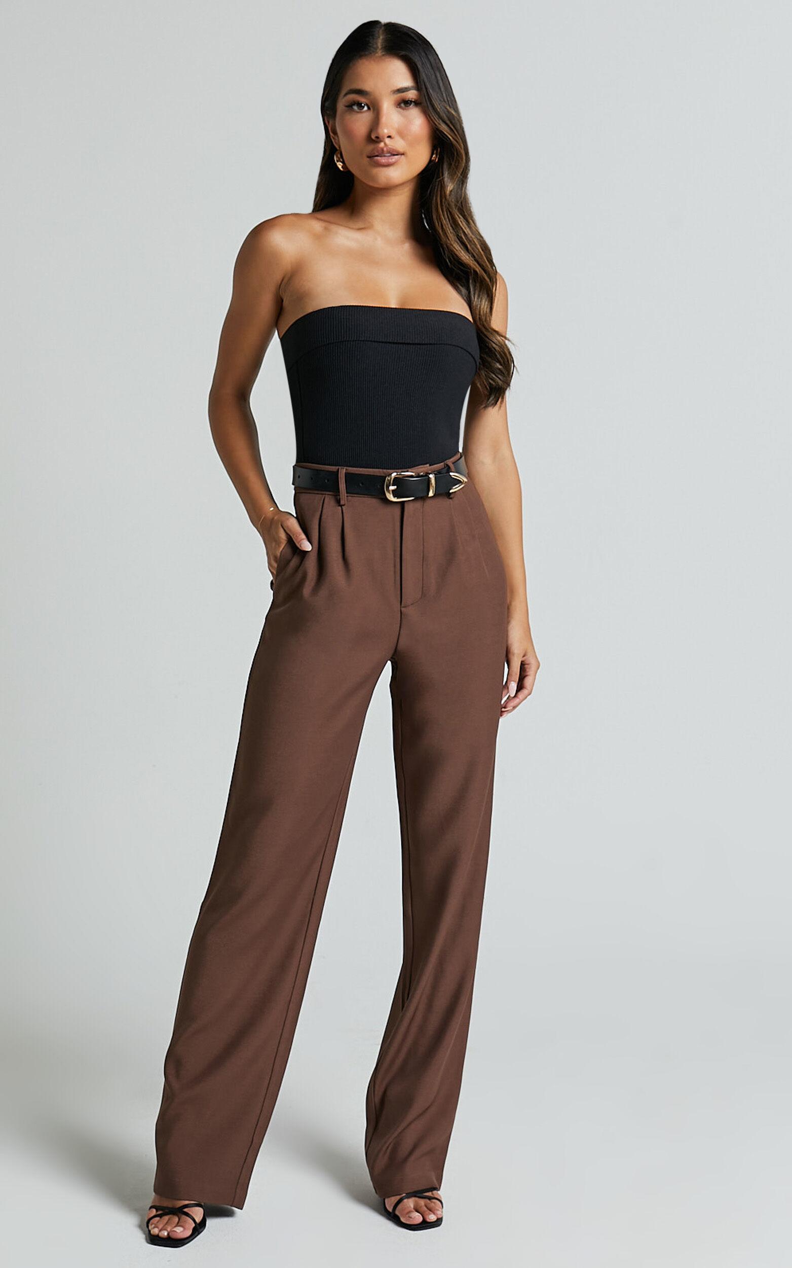 Lorcan Pants - High Waisted Tailored Pants in Chocolate Product Image