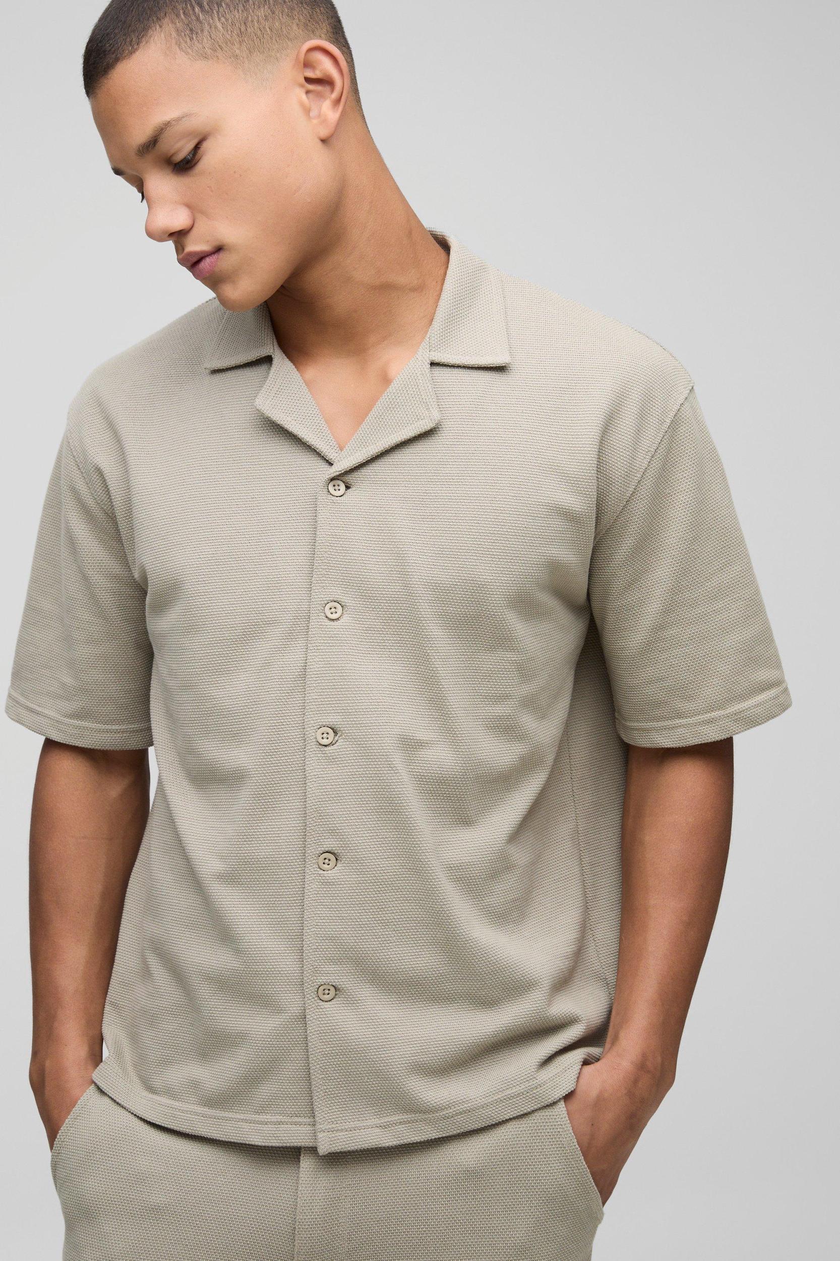 Jumbo Pique Boxy Shirt & Pants Set | boohooMAN USA Product Image