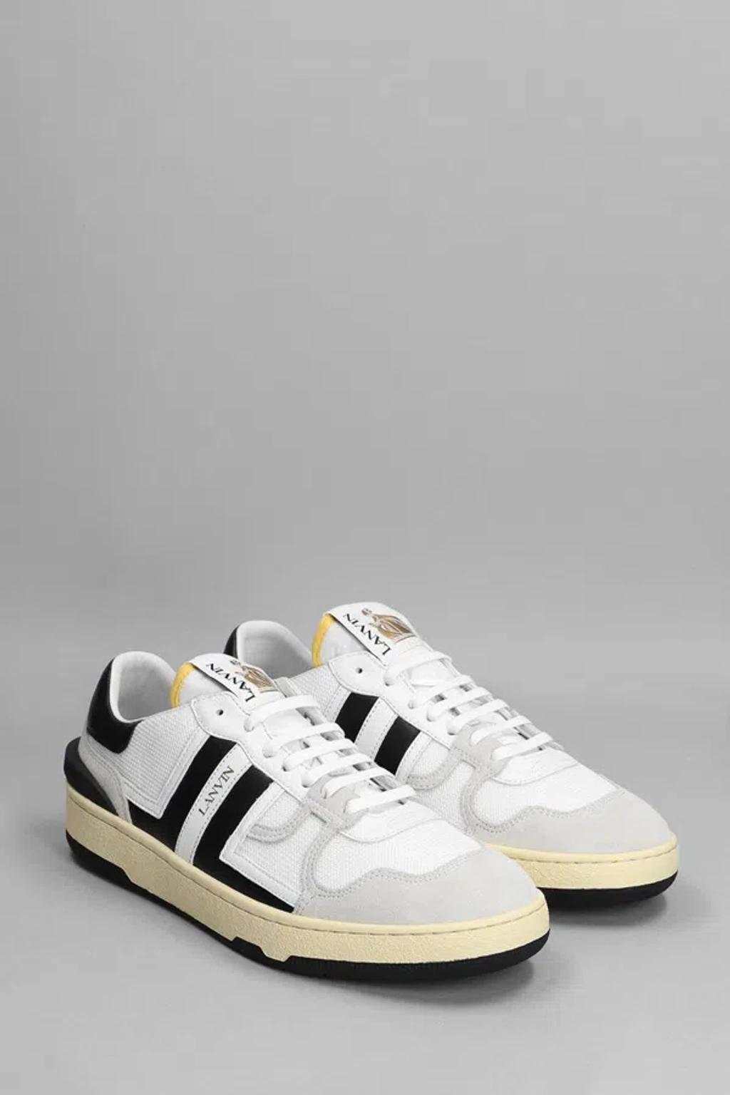 LANVIN Black And White Leather Clay Low Mesh Sneakers Product Image