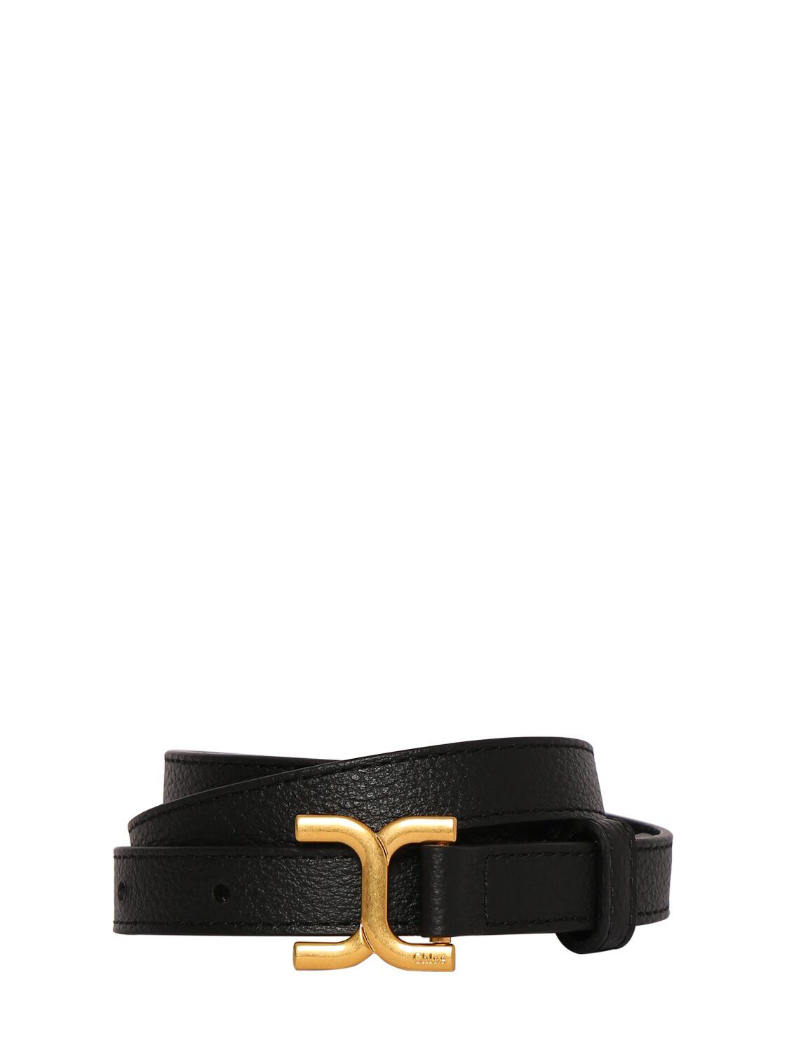 CHLOÉ Chloe Marcie Small Leather Belt In Black Product Image