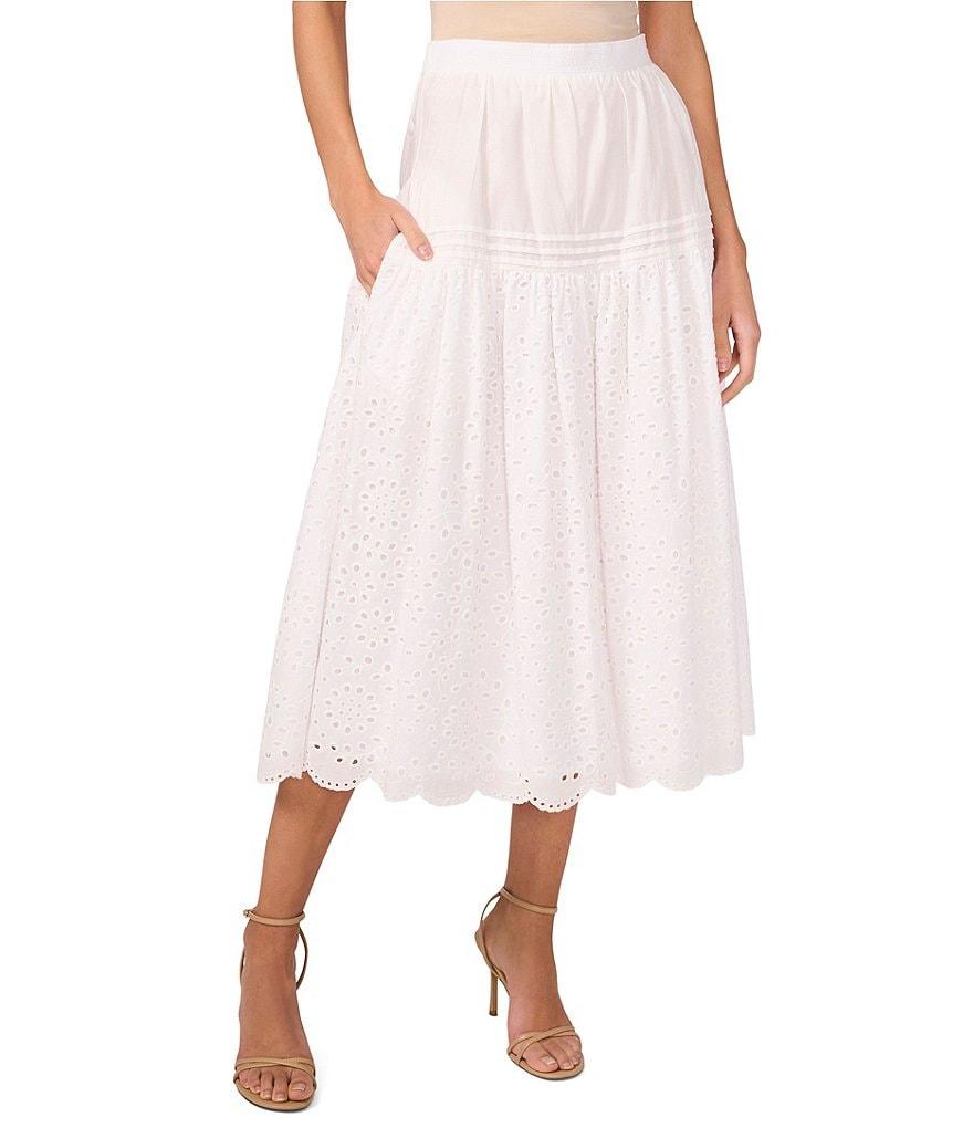 1. STATE Eyelet Midi A-Line Skirt Product Image
