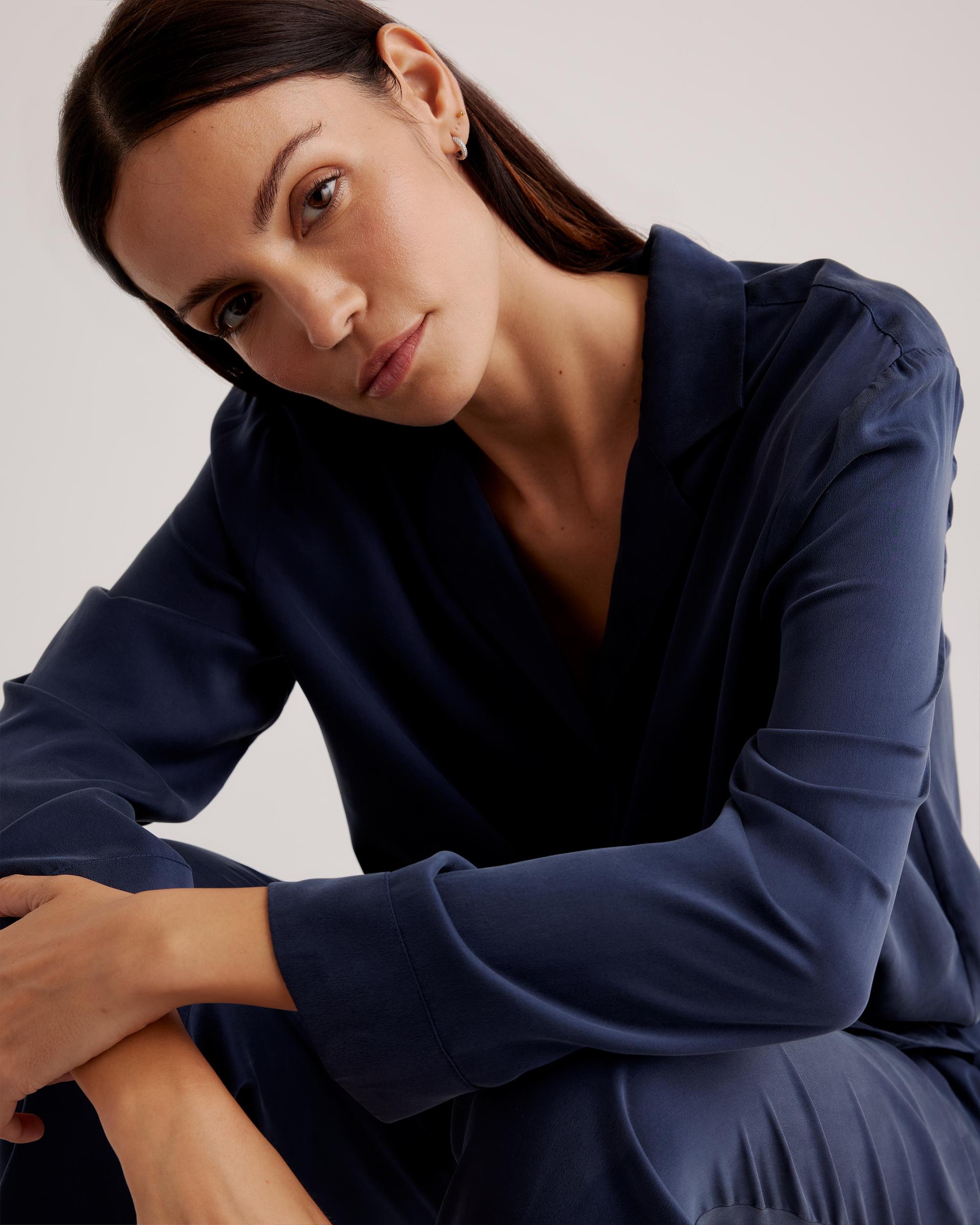 Quince | Women's Pajama Long Sleeve Top Size XL, Mulberry Silk Product Image