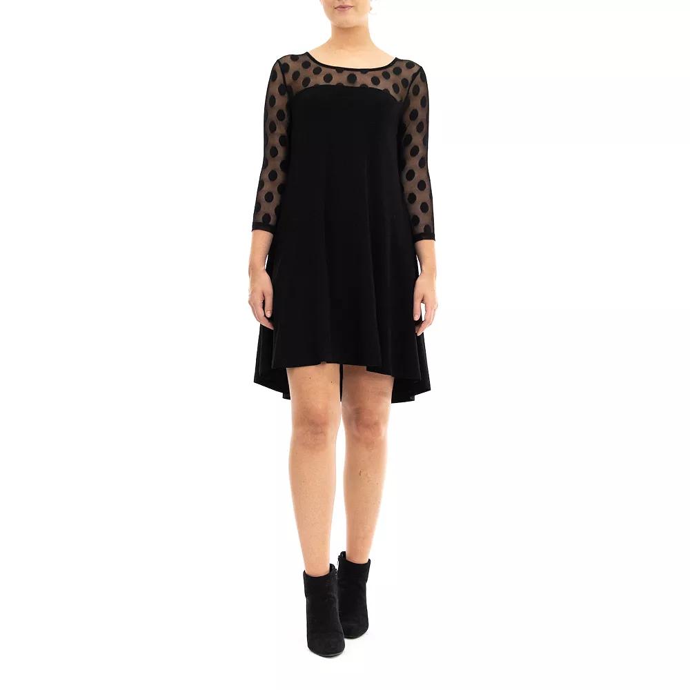 Women's Nina Leonard Sheer Polka-Dot High-Low Dress,  Product Image