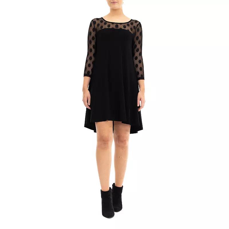 Women's Nina Leonard Sheer Polka-Dot High-Low Dress,  Product Image