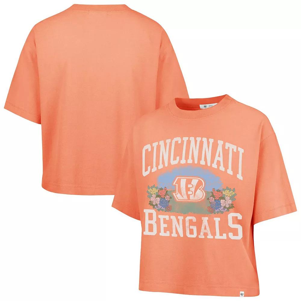 Women's '47  Orange Cincinnati Bengals Florentina Montauk Cropped T-Shirt, Size: Medium Product Image