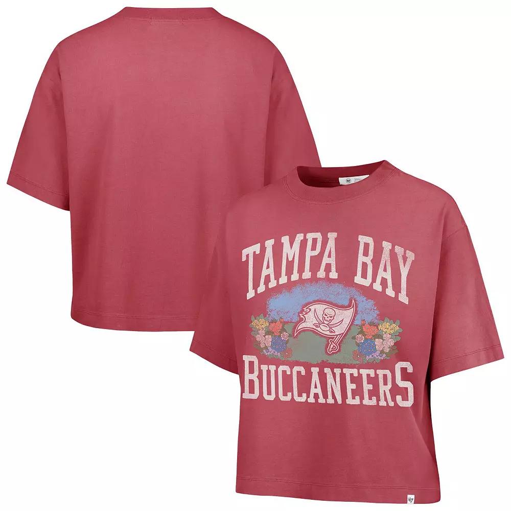 Women's '47  Light Red Tampa Bay Buccaneers Florentina Montauk Cropped T-Shirt, Size: Medium Product Image