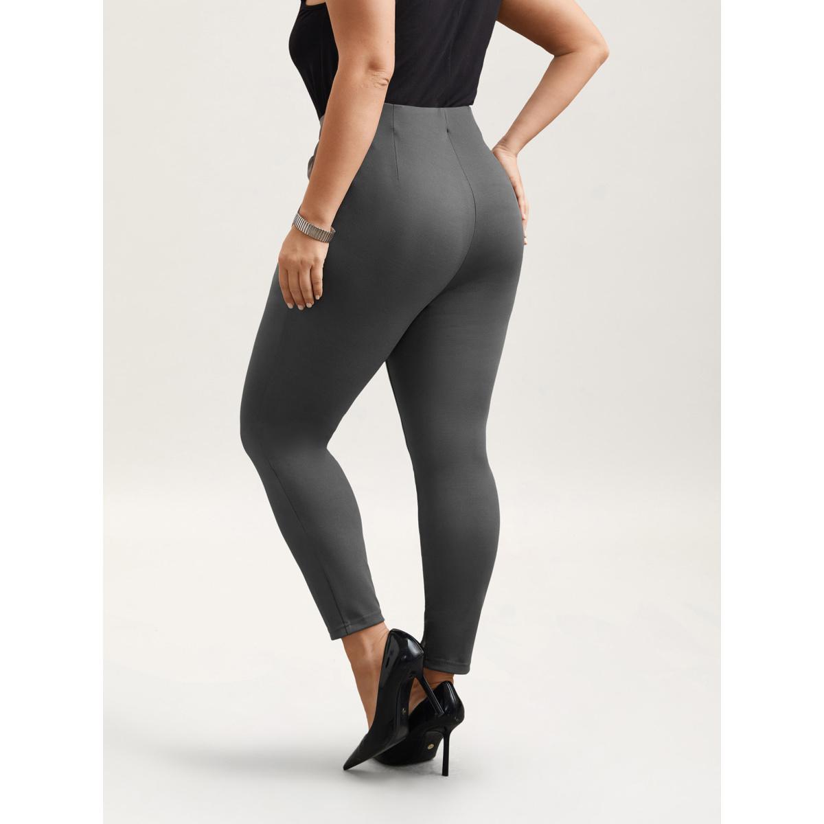 Plus Size Heather No-Seam Skinny-Fit Pants Women DimGray Elegant Skinny Mid Rise Everyday Pants BloomChic 22-24/3X Product Image