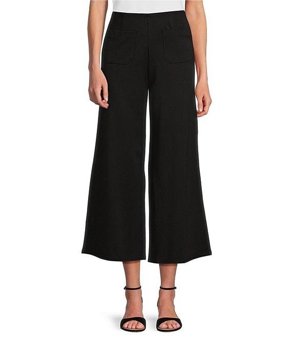 Slim Factor by Investments Lightweight Ponte Knit No Waist Wide Leg Crop Pants Product Image