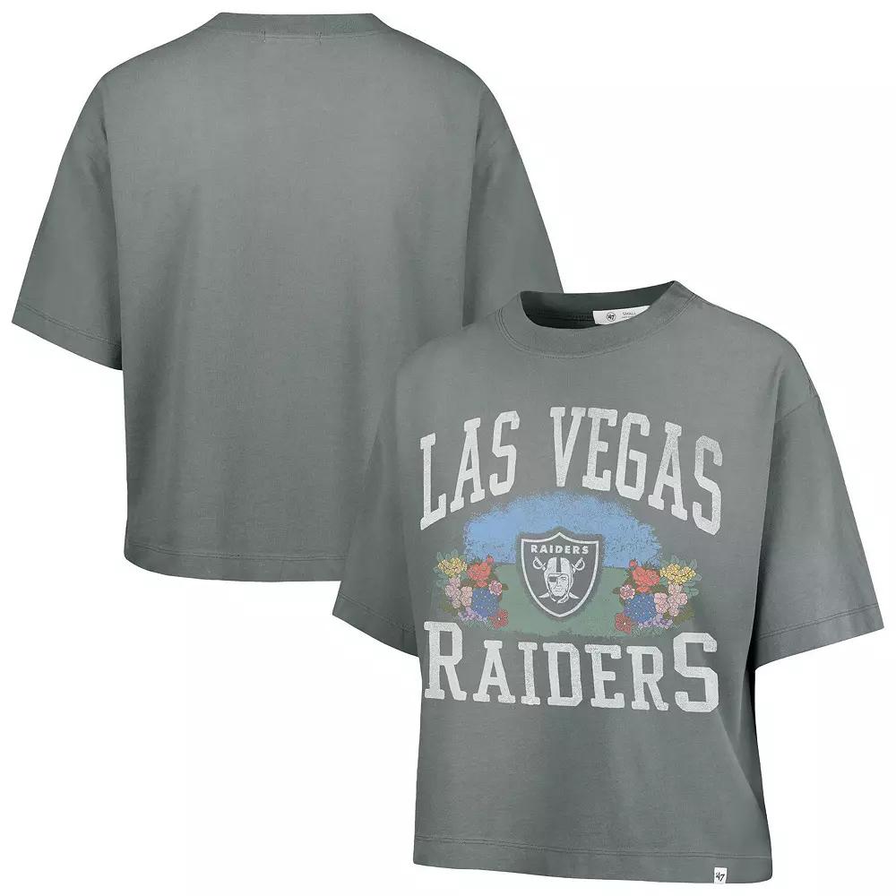 Women's '47 Gray Las Vegas Raiders Florentina Montauk Cropped T-Shirt,  Product Image