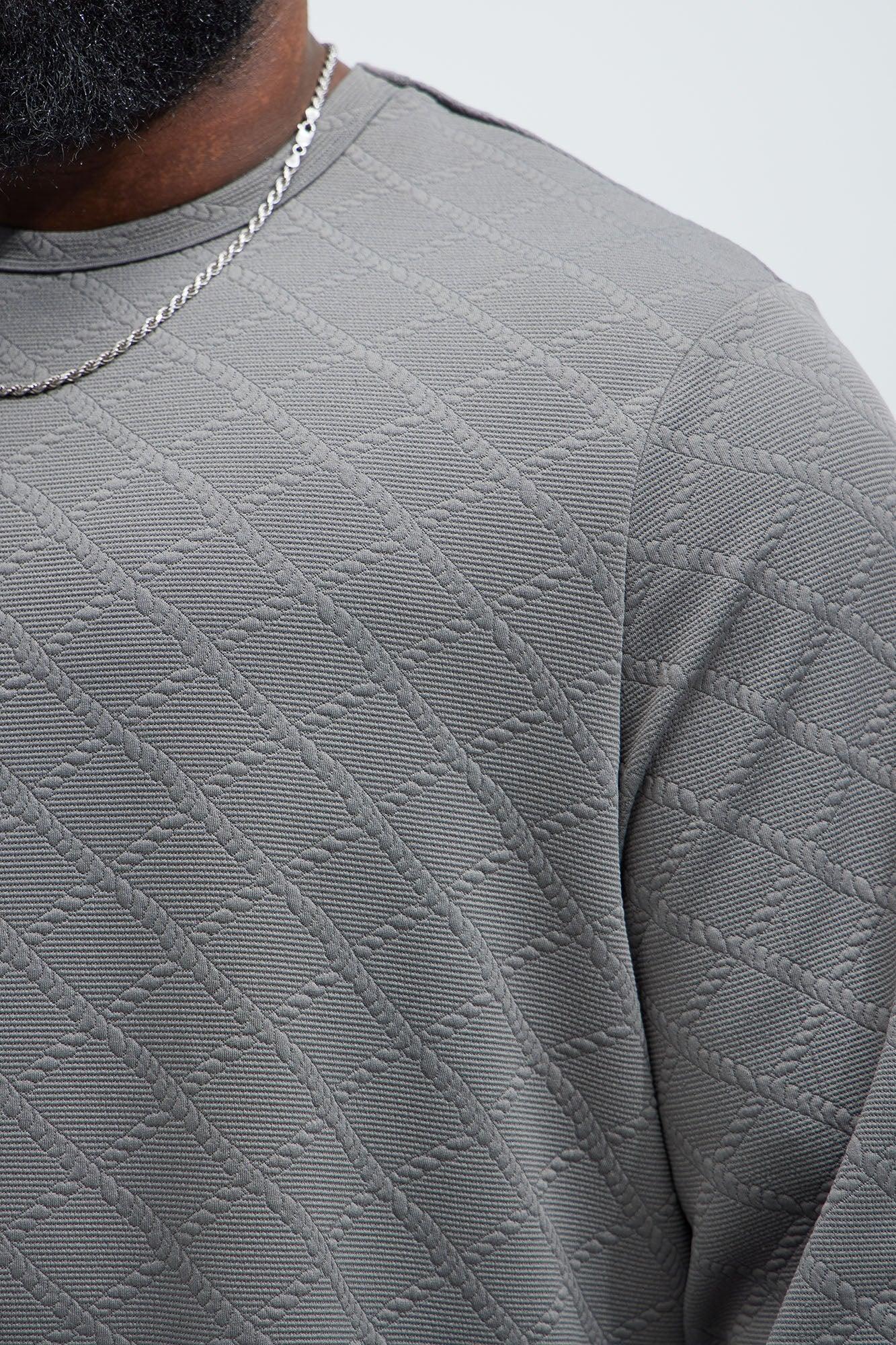Lingo Textured Long Sleeve Tee - Grey Product Image