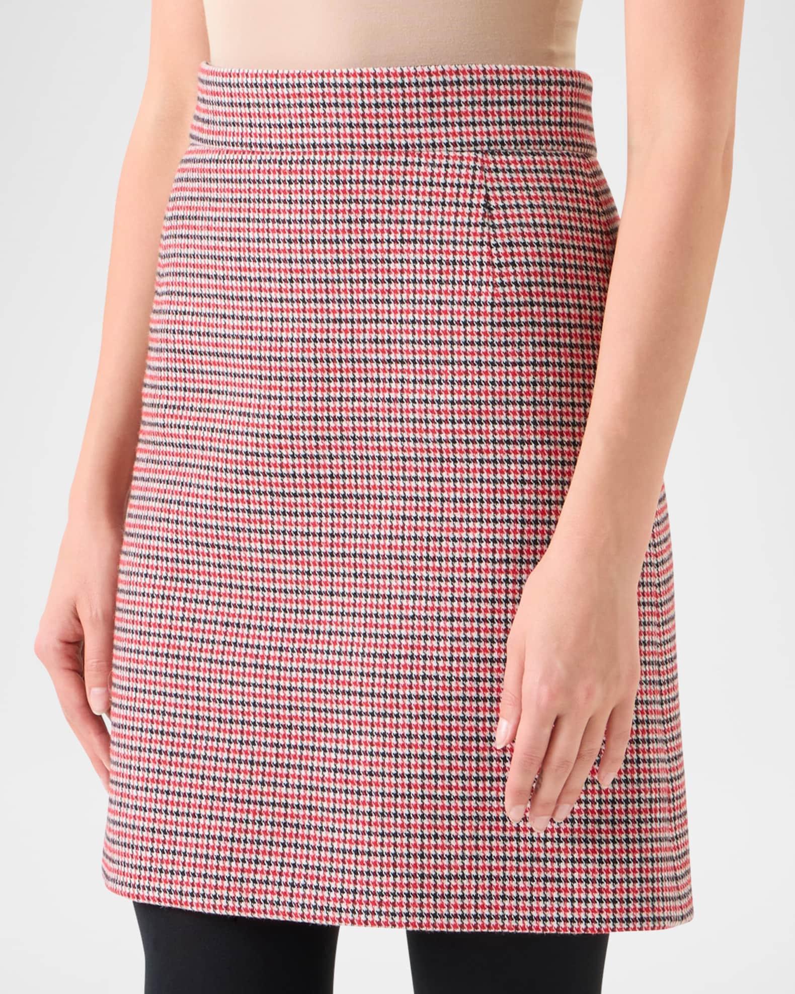 Houndstooth Wool Fresco A-Line Mini Skirt Product Image