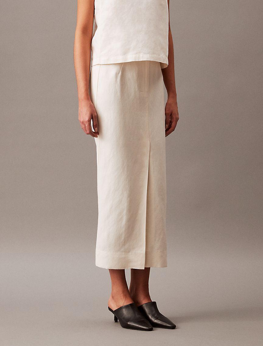 Linen Blend Midi Skirt Product Image