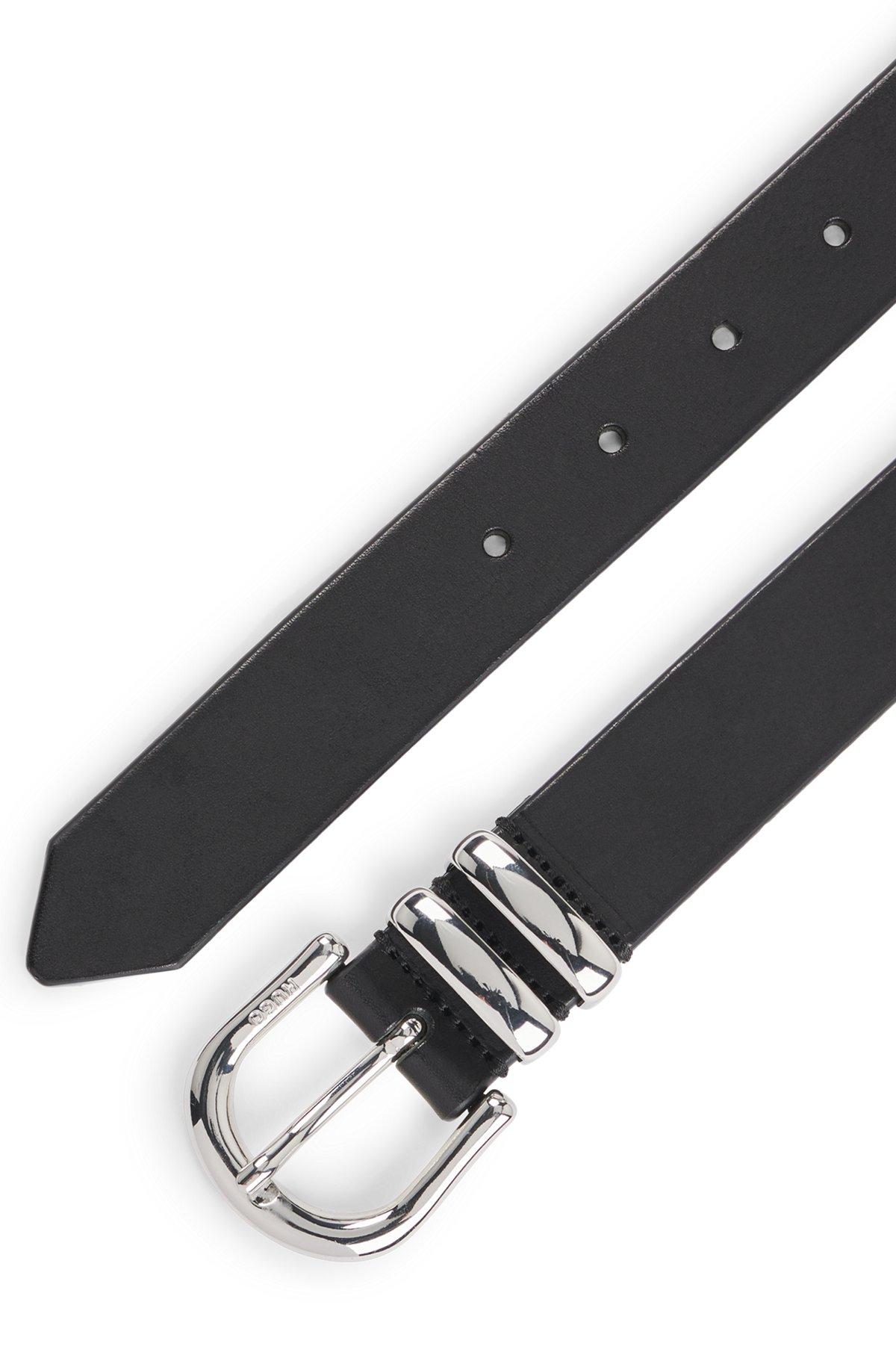 HUGO - Italian-leather belt with double keeper - Black Product Image