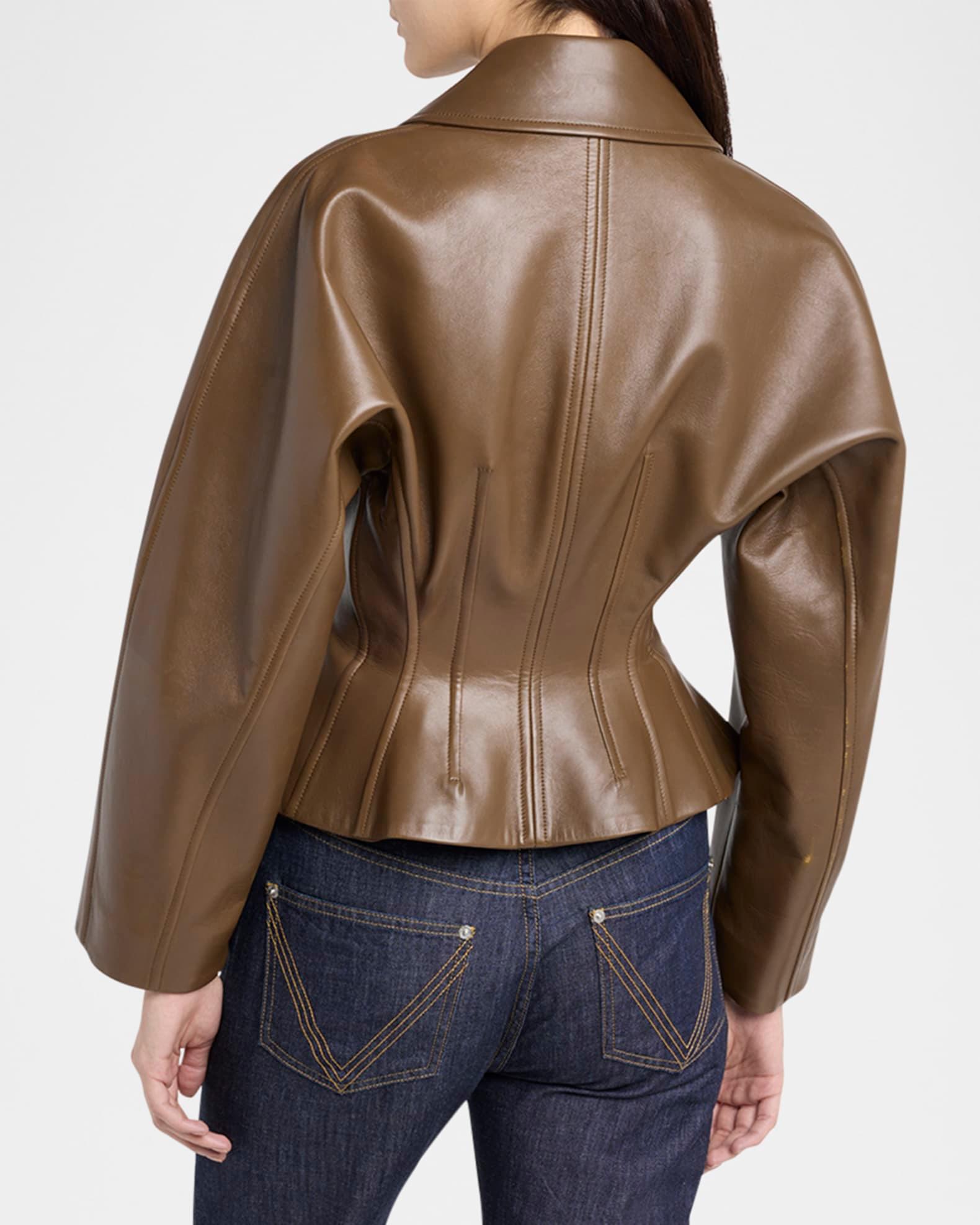 Soft Nappa Leather Waister Shirt Jacket Product Image