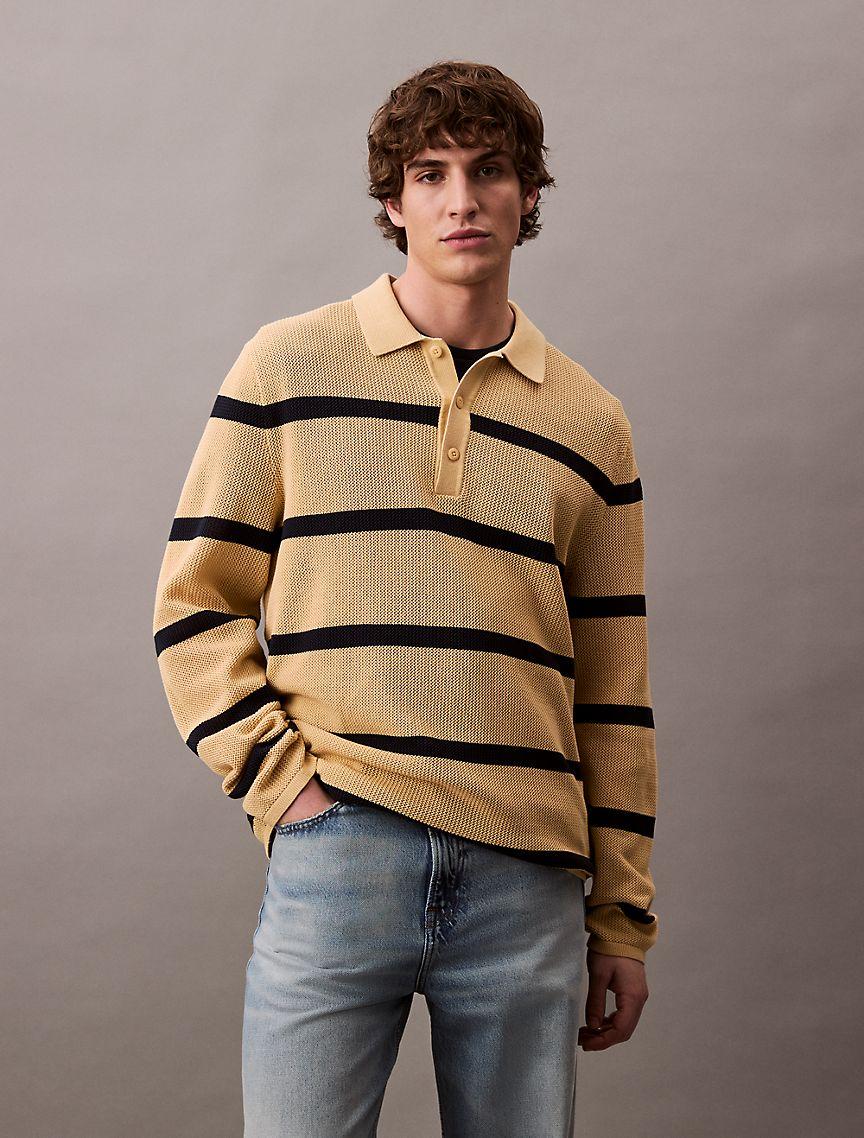 Striped Polo Sweater Product Image