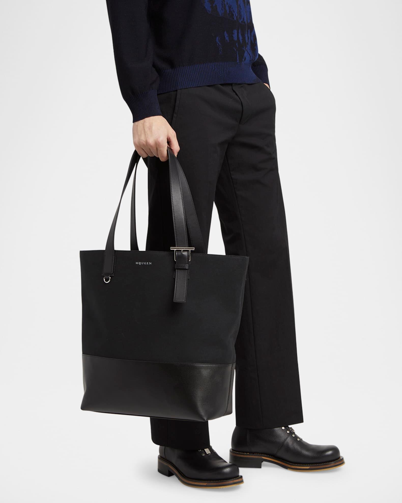 Men's T-Bar Canvas and Leather Shopper Tote Bag Product Image
