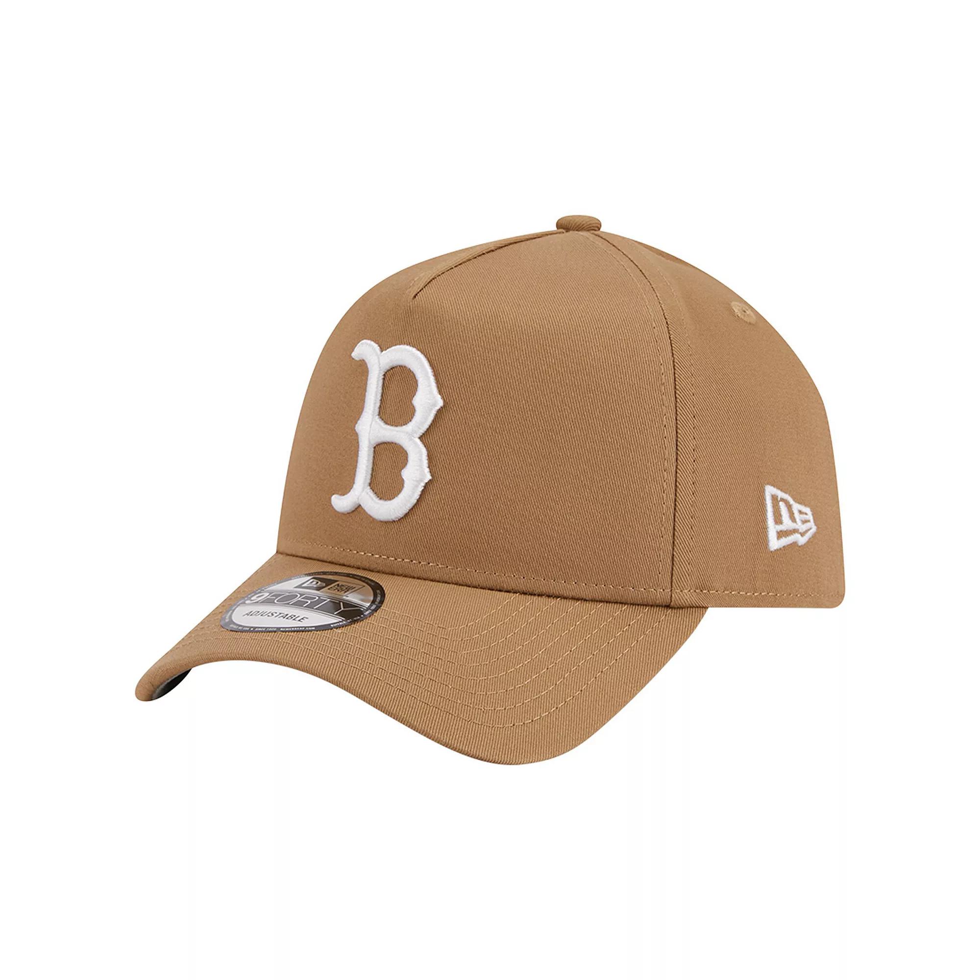Men's New Era Khaki Boston Red Sox A-Frame 9FORTY Adjustable Hat, Beig K Product Image