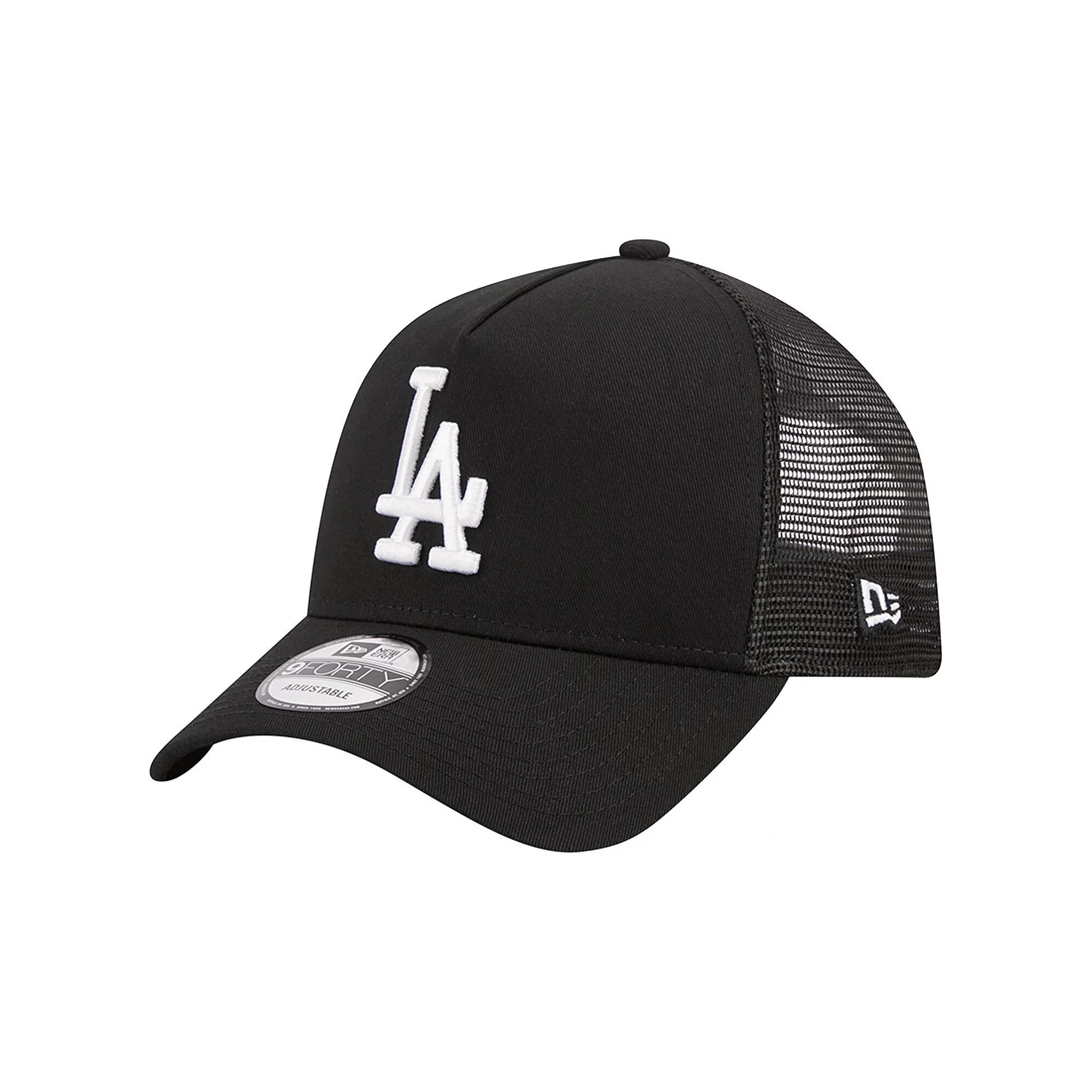 Men's New Era Black Los Angeles Dodgers A-Frame 9FORTY Trucker Adjustable Hat Product Image