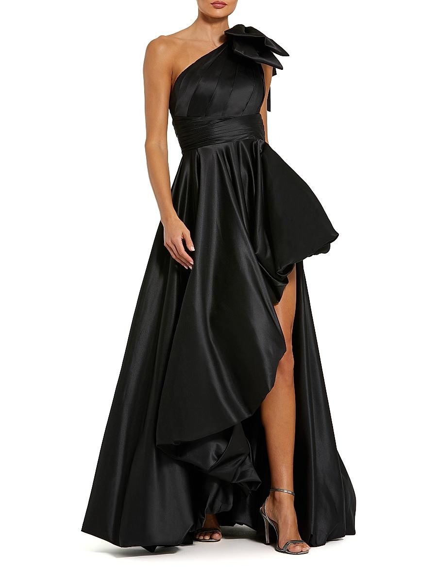 Womens Prom Satin One-Shoulder Gown Product Image