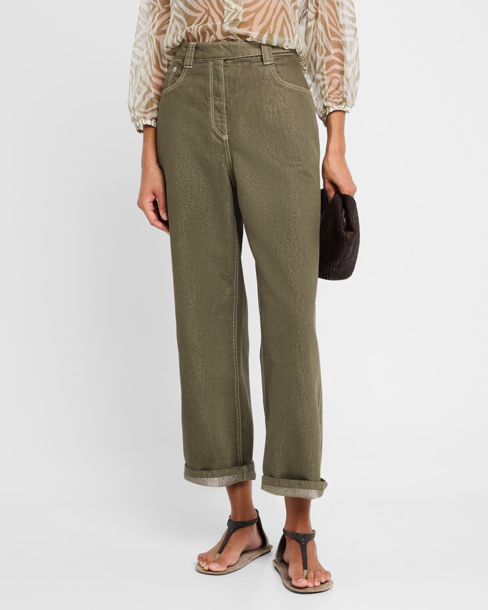 Metallic Garment Dye Straight-Leg Ankle Jeans Product Image