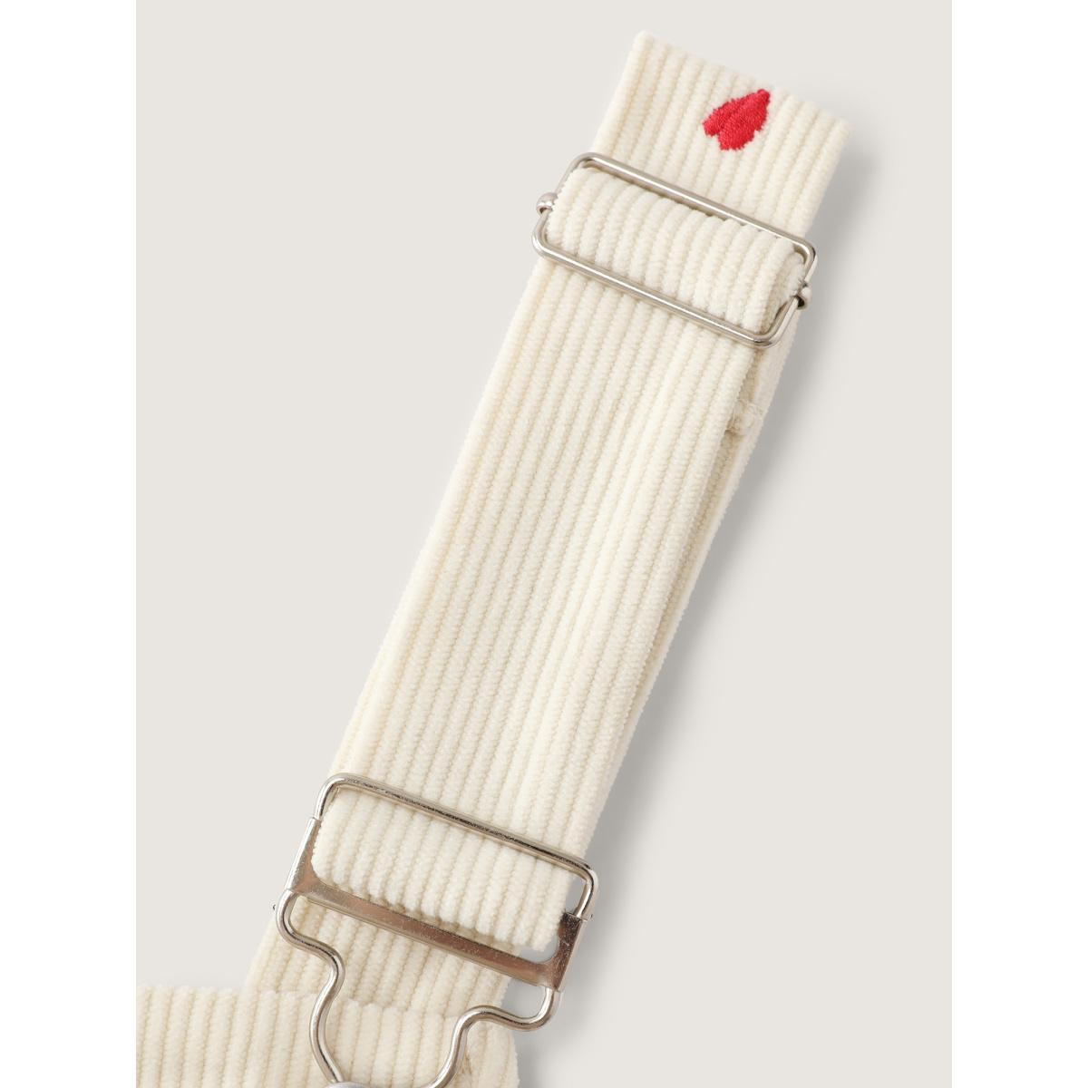 Plus Size Beige Tiny Heart Embroidery Overall Straps Jumpsuit Women Leisure Sleeveless Non Casual Loose Jumpsuits BloomChic 14-16/1X Product Image