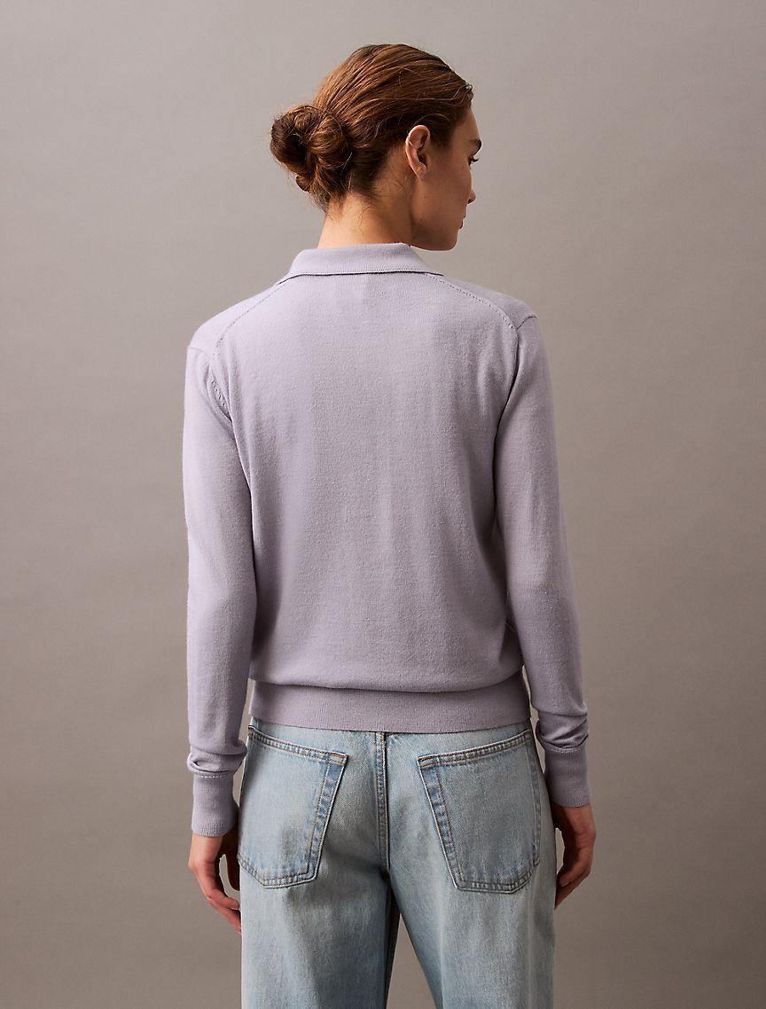 Extra Fine Merino Blend Polo Sweater Product Image
