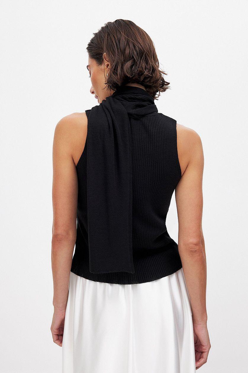 Knitted Scarf Detail Top Product Image