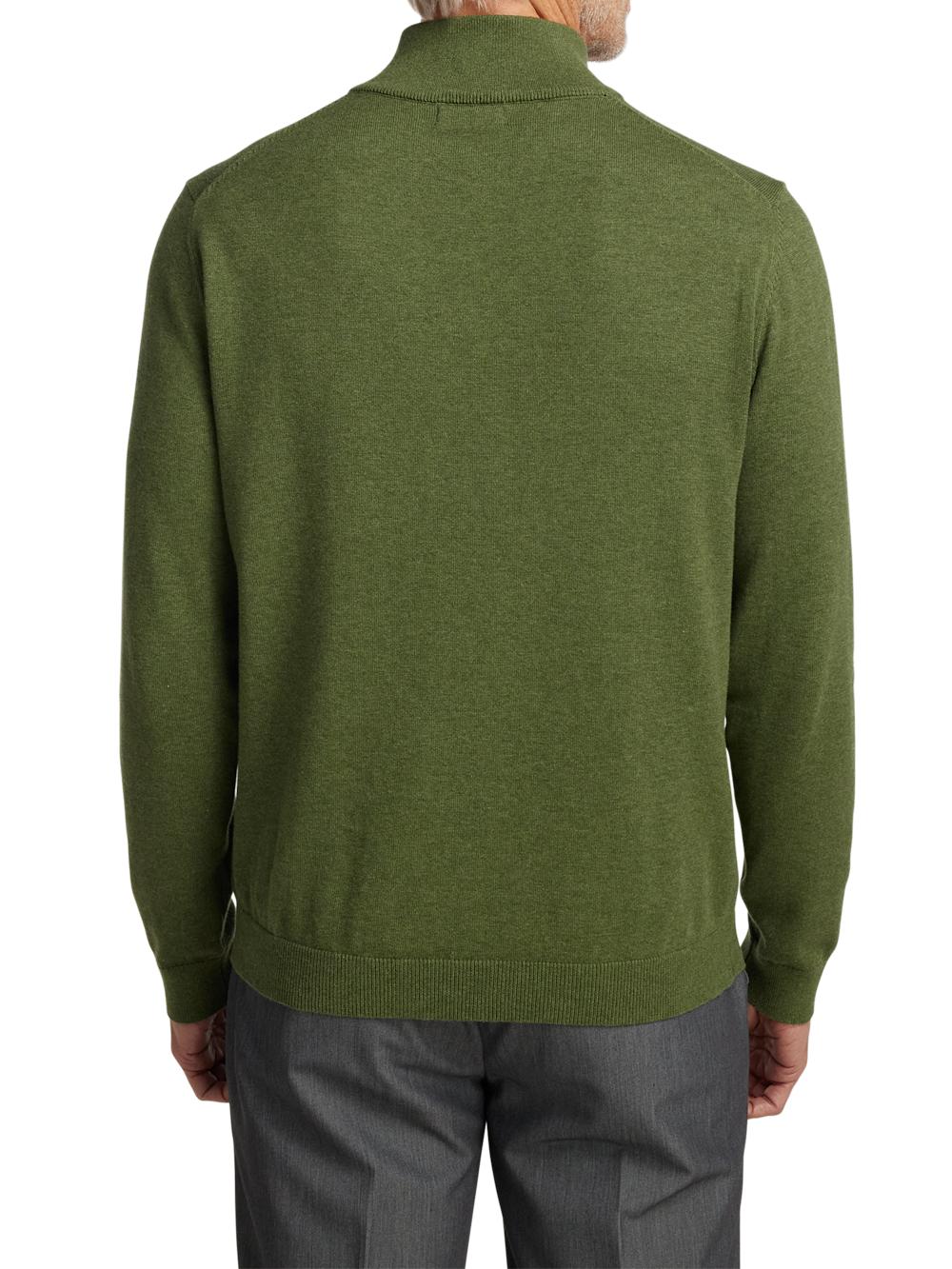 Supima Cotton Quarter Zip Mock Neck Sweater - Olive Product Image