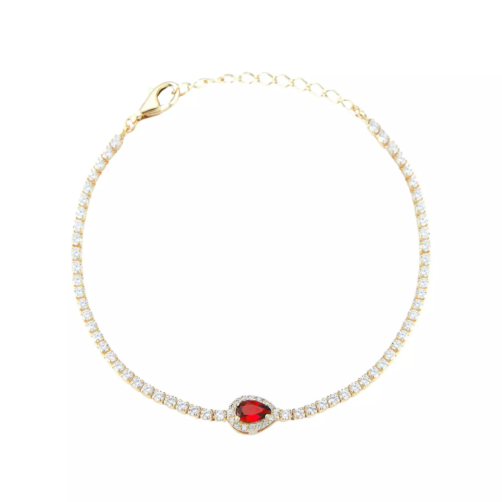 Sunkissed Sterling 14k Gold Over Silver Cubic Zirconia Tennis Bracelet, Women's, Size: 7", Gold Tone Green Product Image