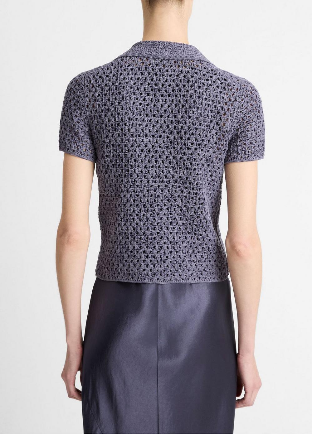 Macramé Cotton Polo Sweater Product Image