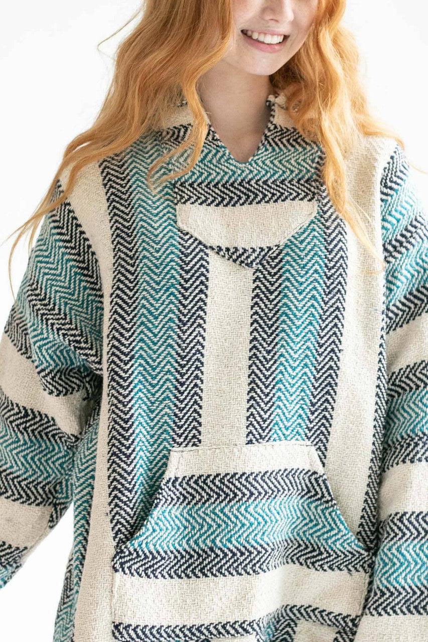 Dusty Blue Cotton Blend Baja Hoodie Product Image