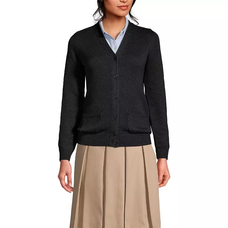 Women's Lands' End School Uniform Button Front V-Neck Cardigan Sweater,  Product Image
